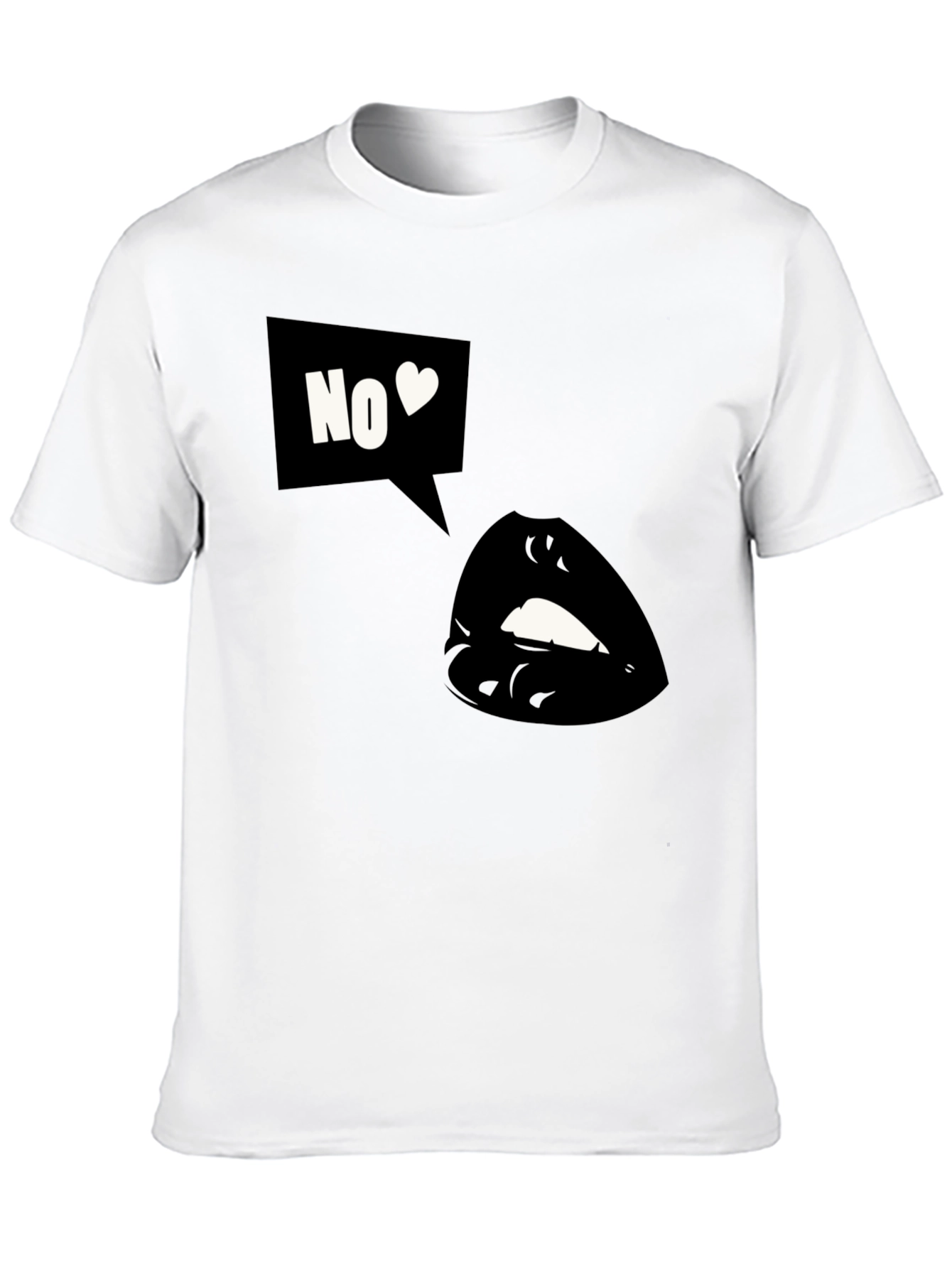 Black Graphic Tee - No Love Lips Design