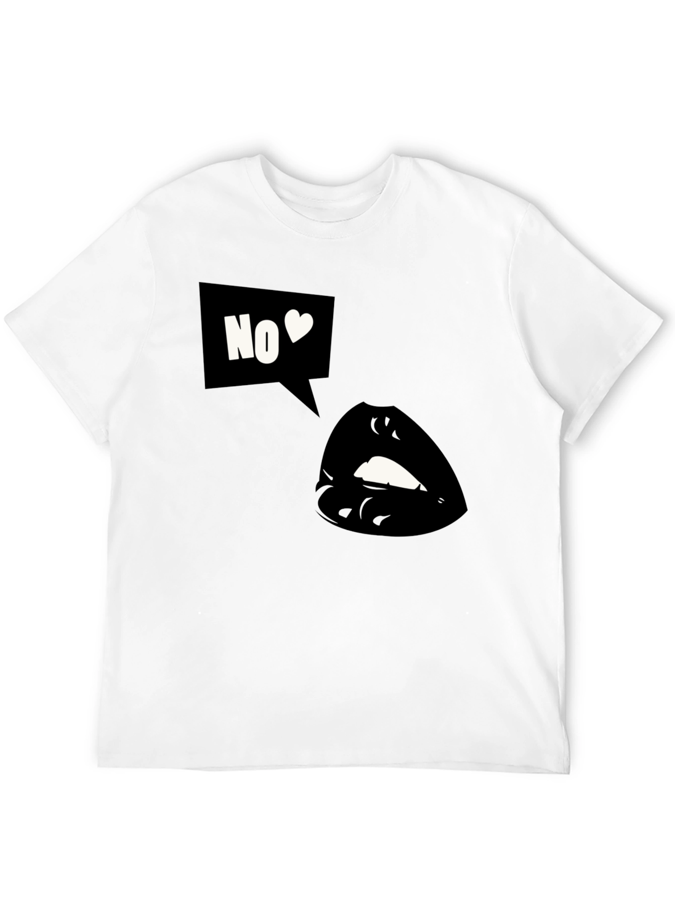 Black Graphic Tee - No Love Lips Design
