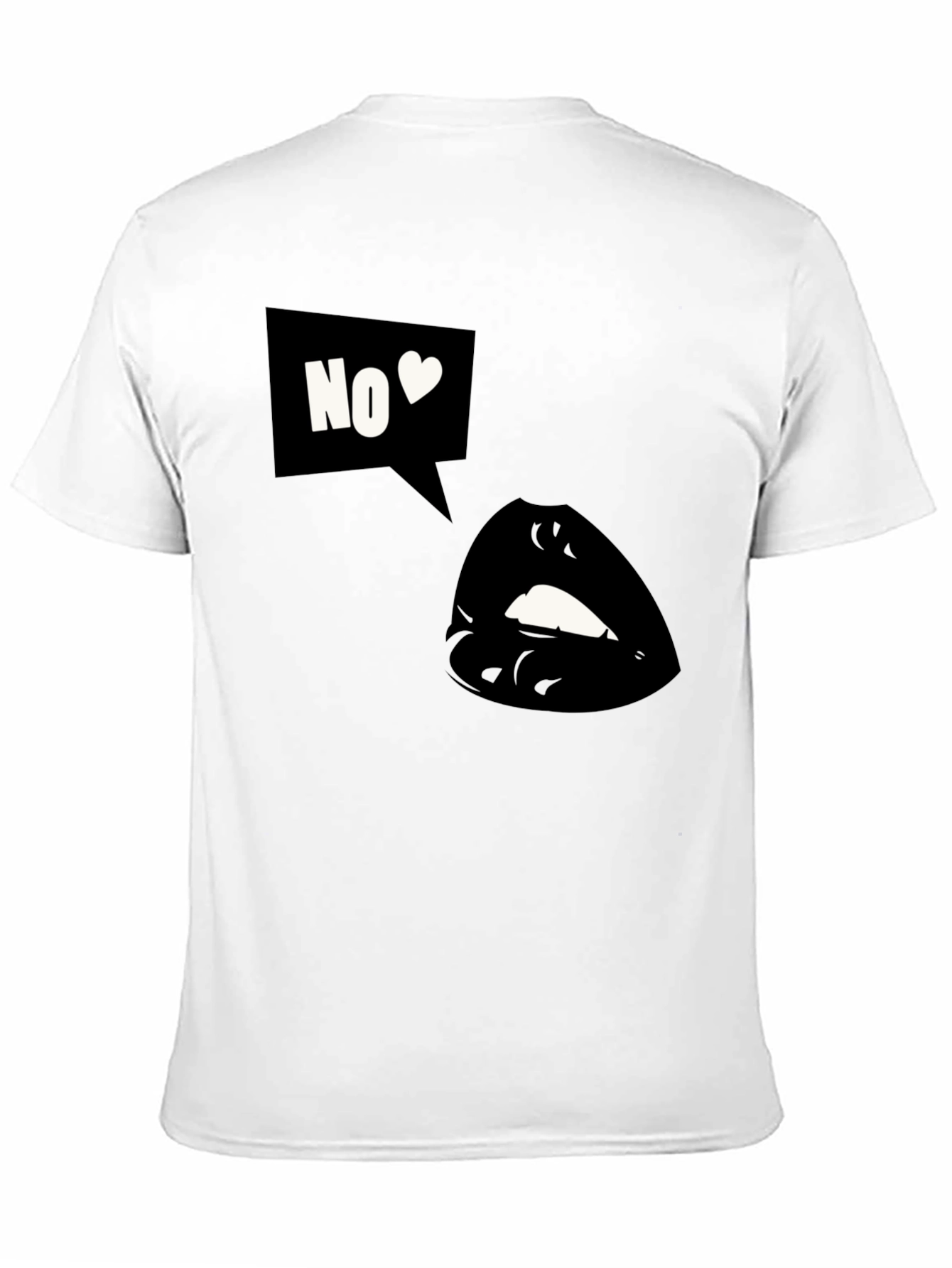 Black Graphic Tee - No Love Lips Design
