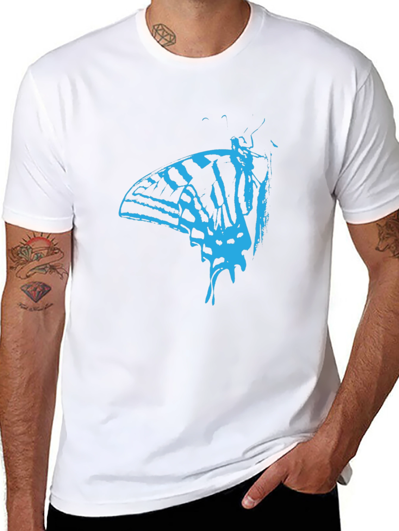 Butterfly Graphic Tee - Mens Black T-Shirt