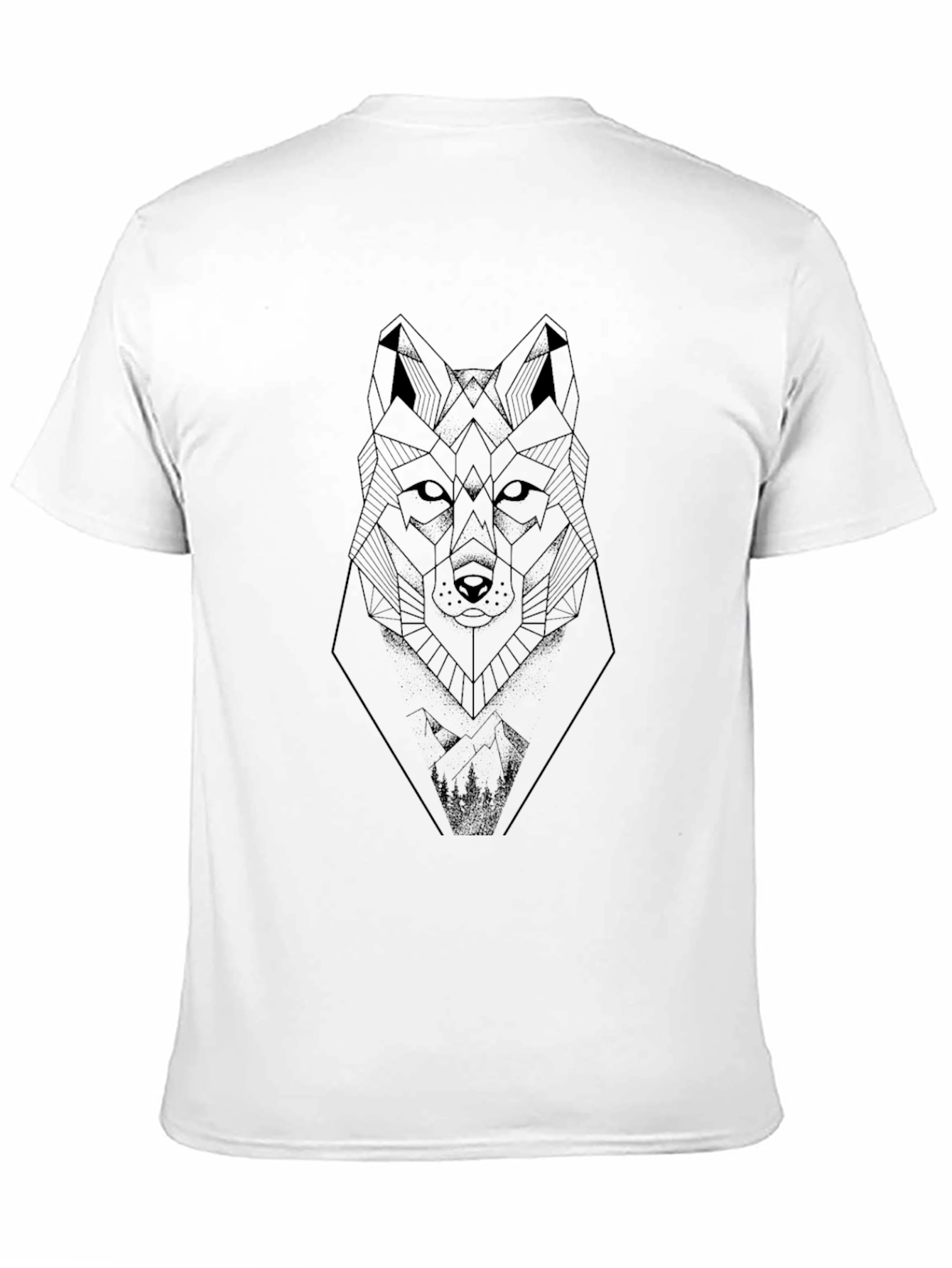 Geometric Wolf Graphic Tee - Modern Art Design