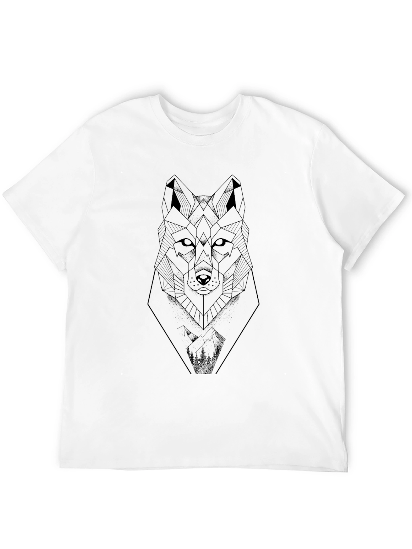 Geometric Wolf Graphic Tee - Modern Art Design
