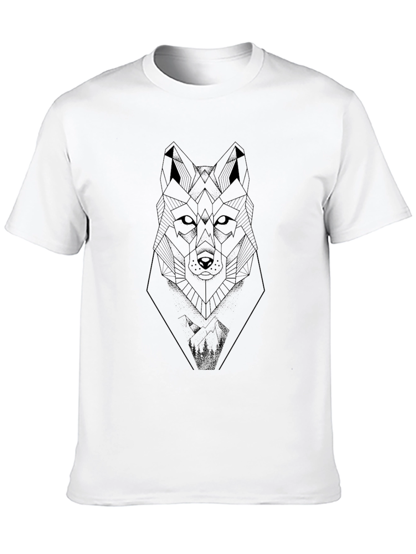 Geometric Wolf Graphic Tee - Modern Art Design
