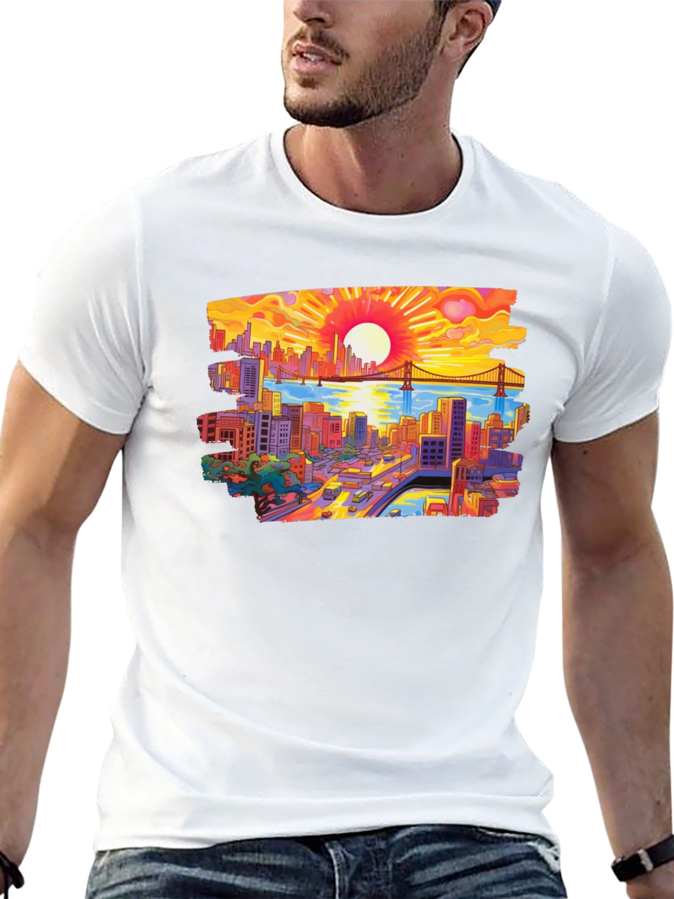 Cityscape Sunset Graphic Tee