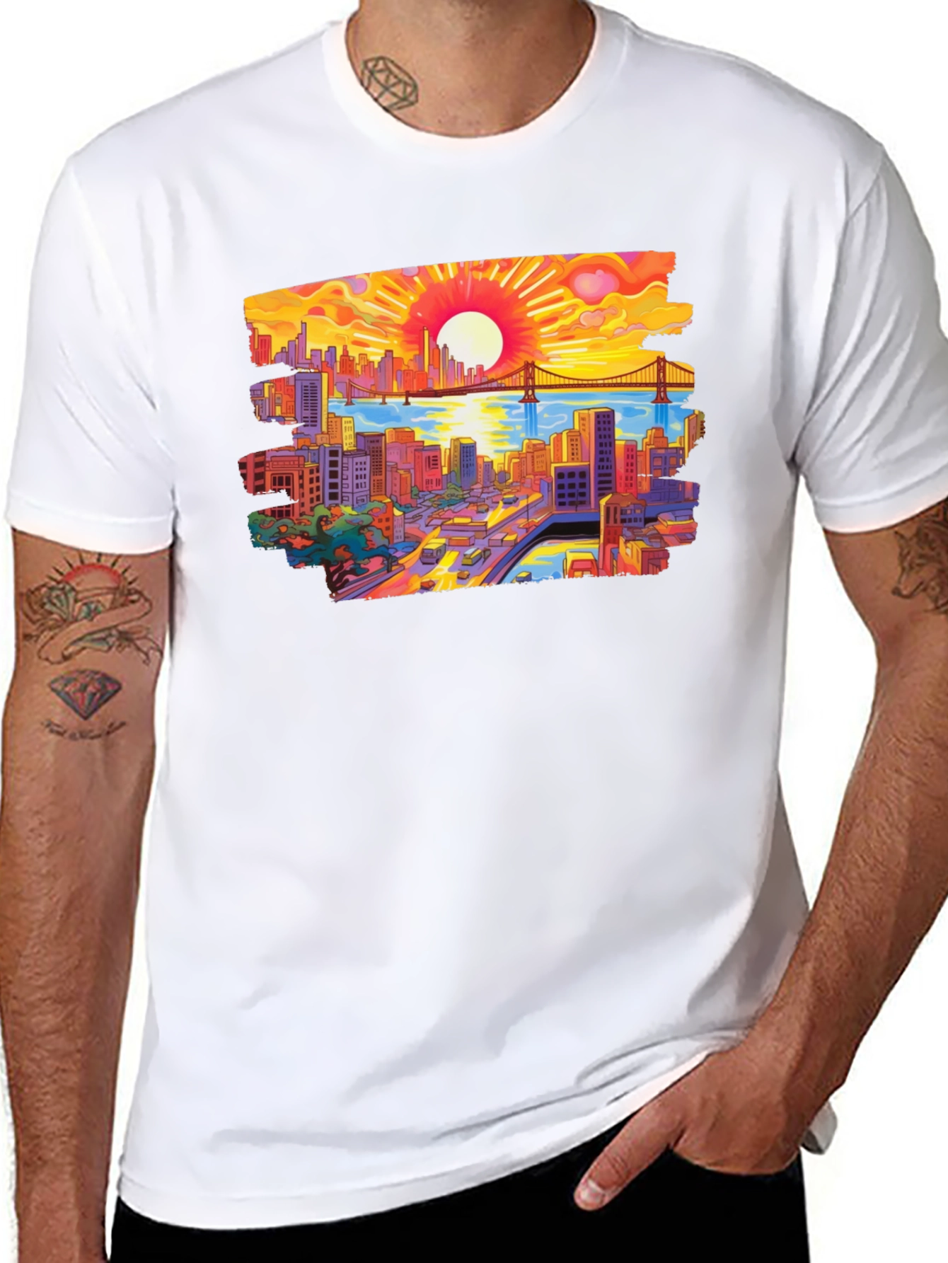 Cityscape Sunset Graphic Tee