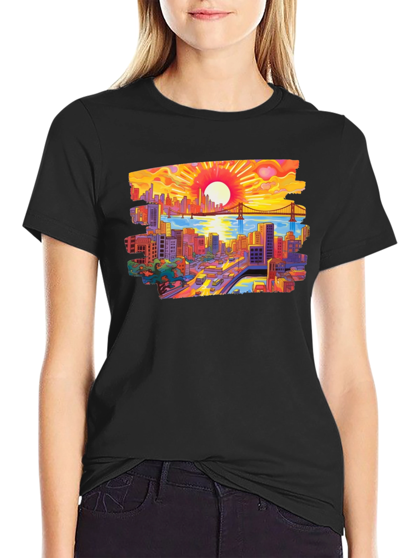 Cityscape Sunset Graphic Tee