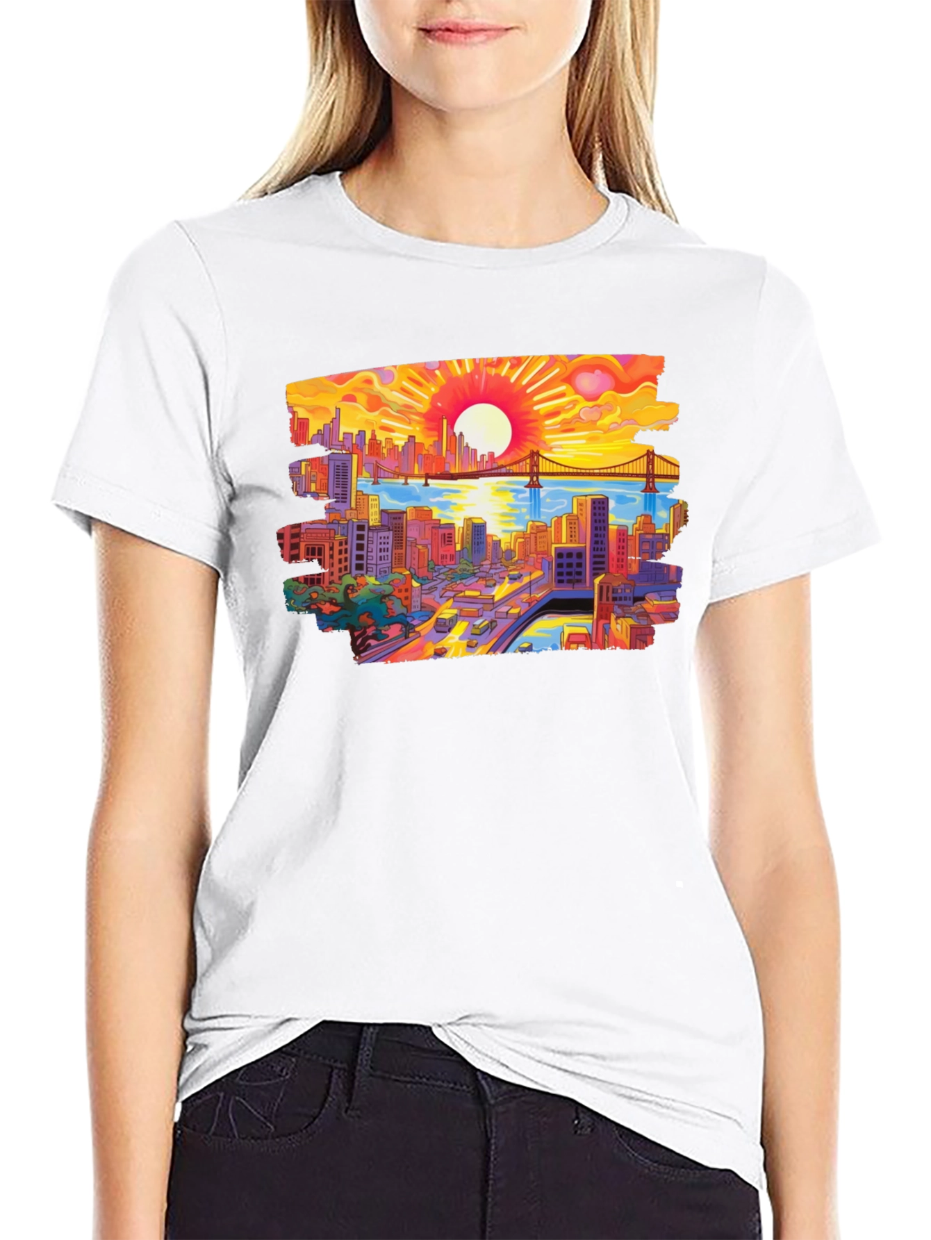 Cityscape Sunset Graphic Tee