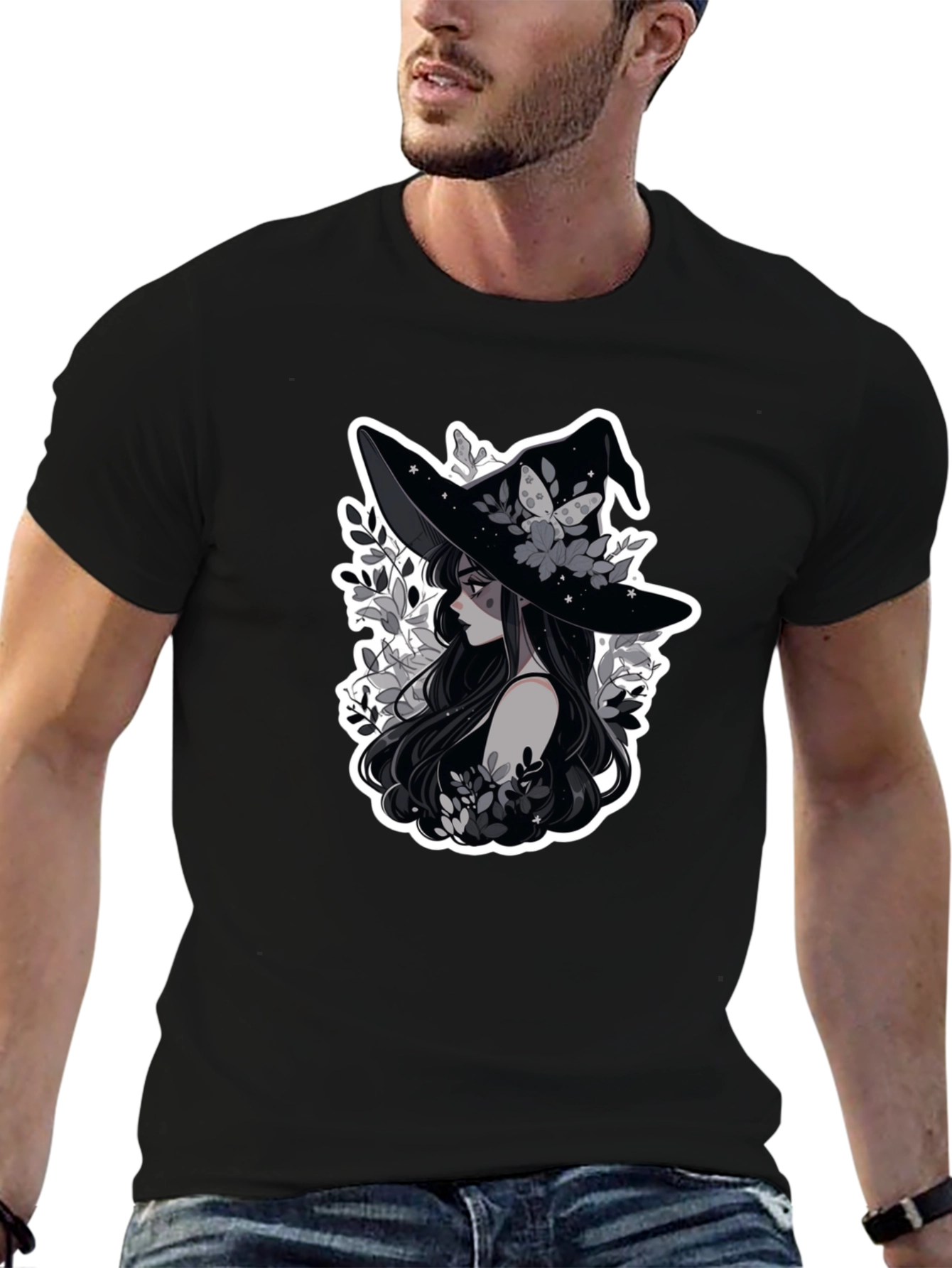 Witch Graphic Tee - Unisex Black Cotton Shirt