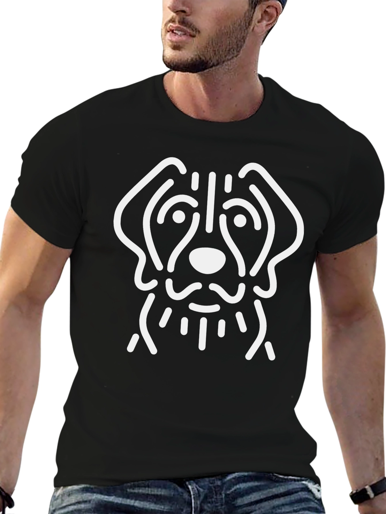Minimalist Dog Graphic Tee - Black