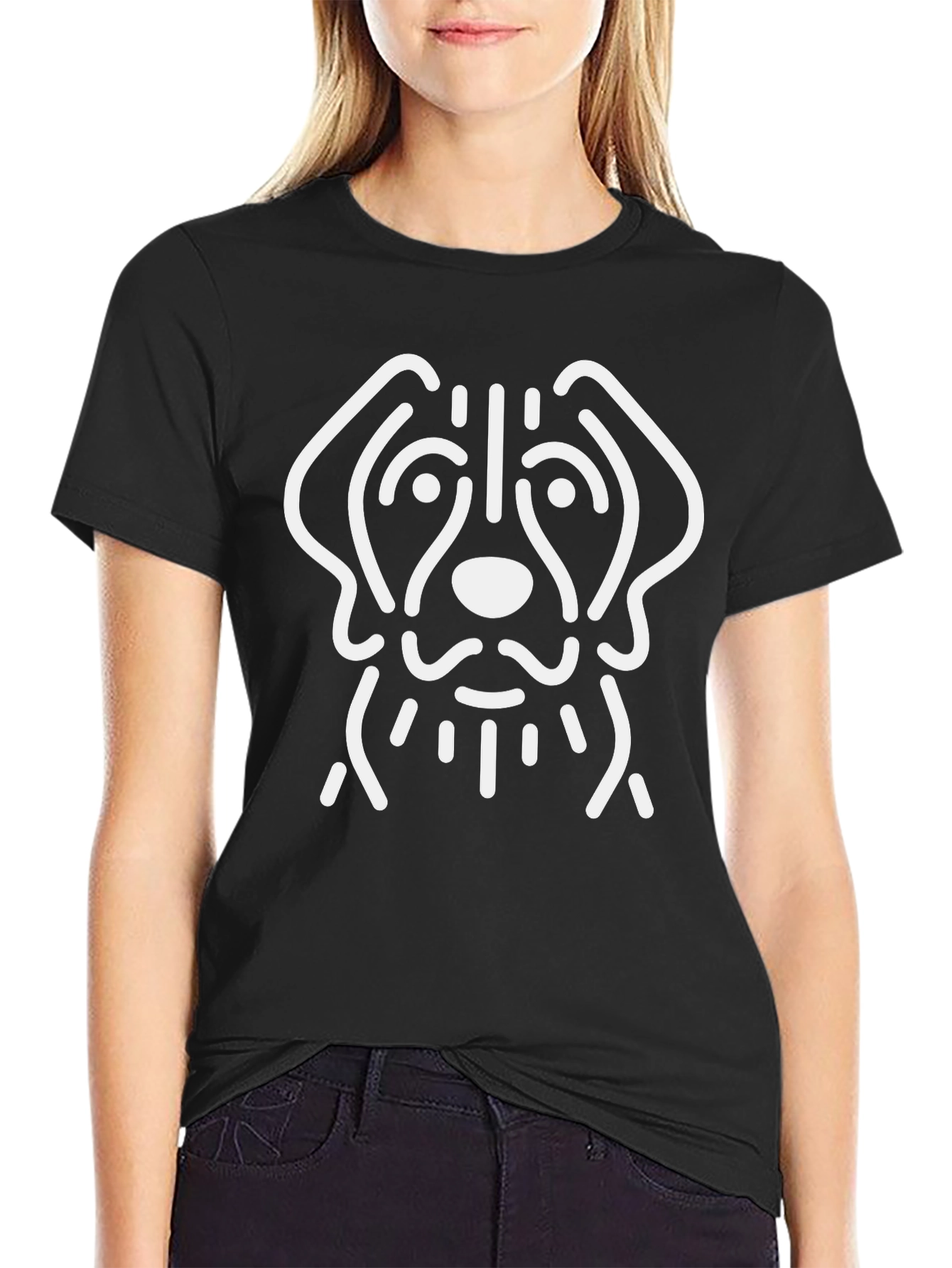 Minimalist Dog Graphic Tee - Black