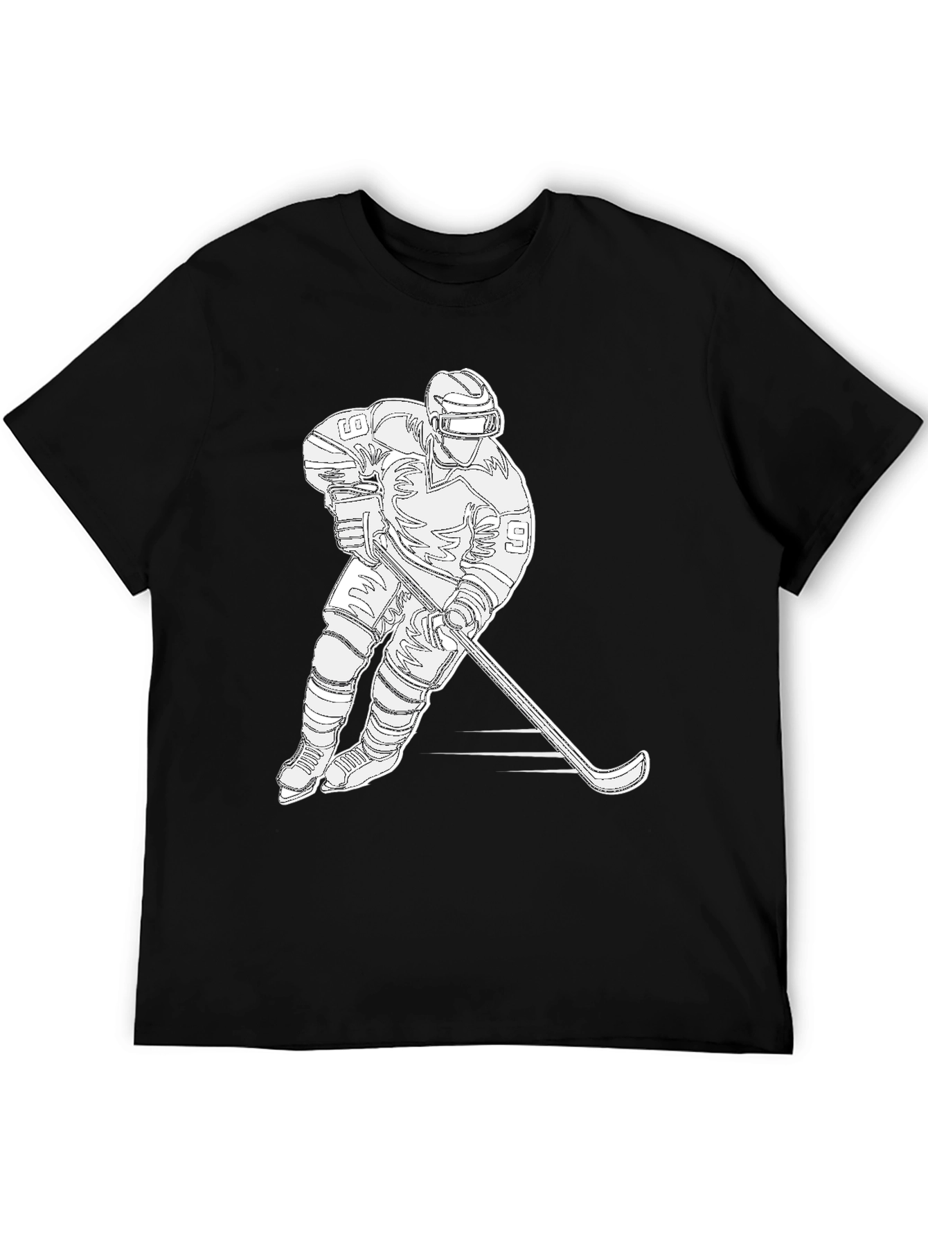 Hockey Player Graphic T-Shirt - Black