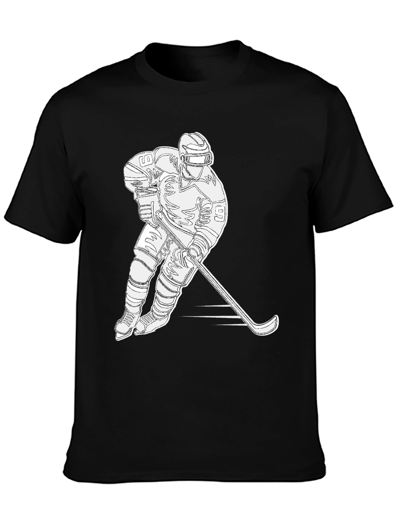 Hockey Player Graphic T-Shirt - Black