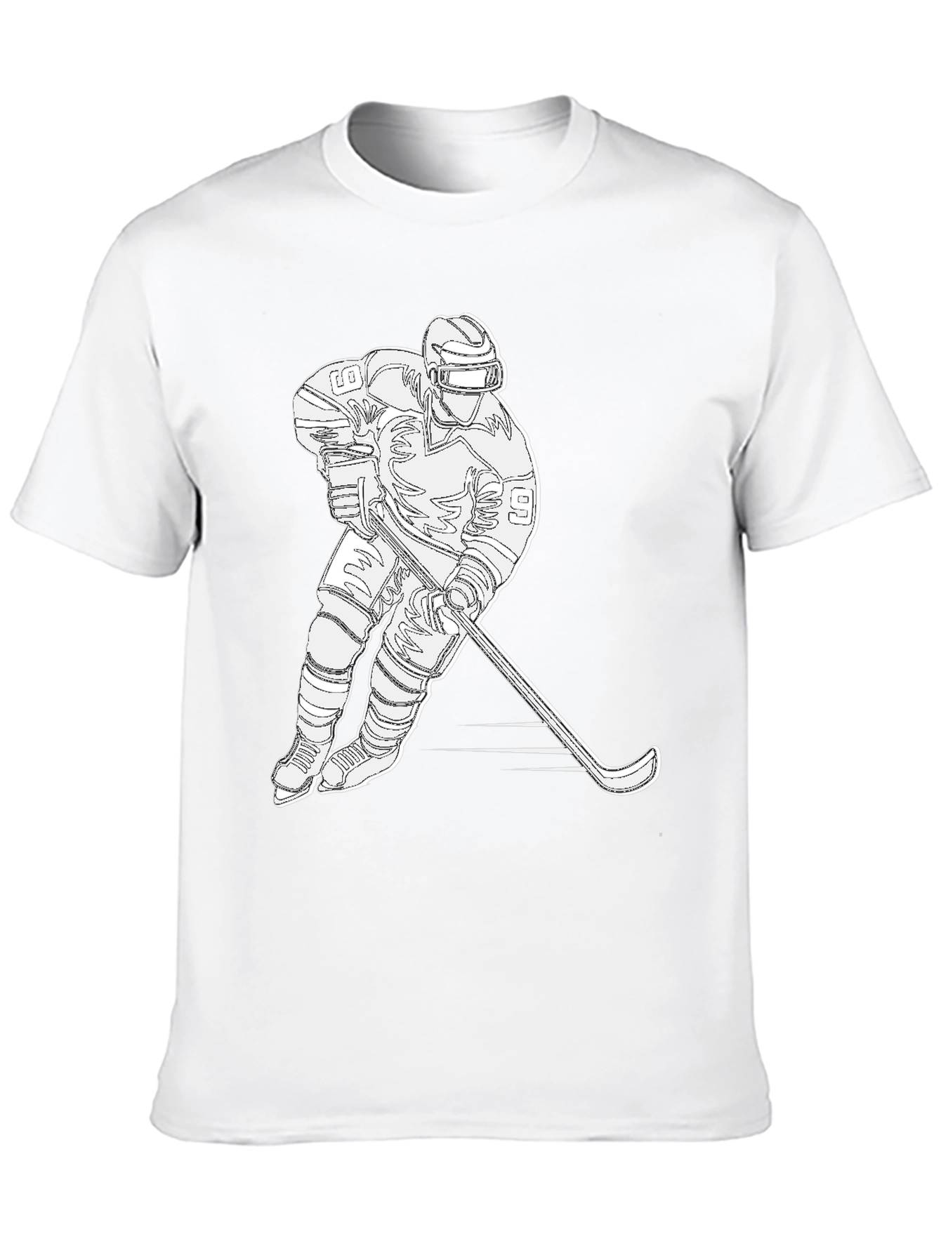 Hockey Player Graphic T-Shirt - Black