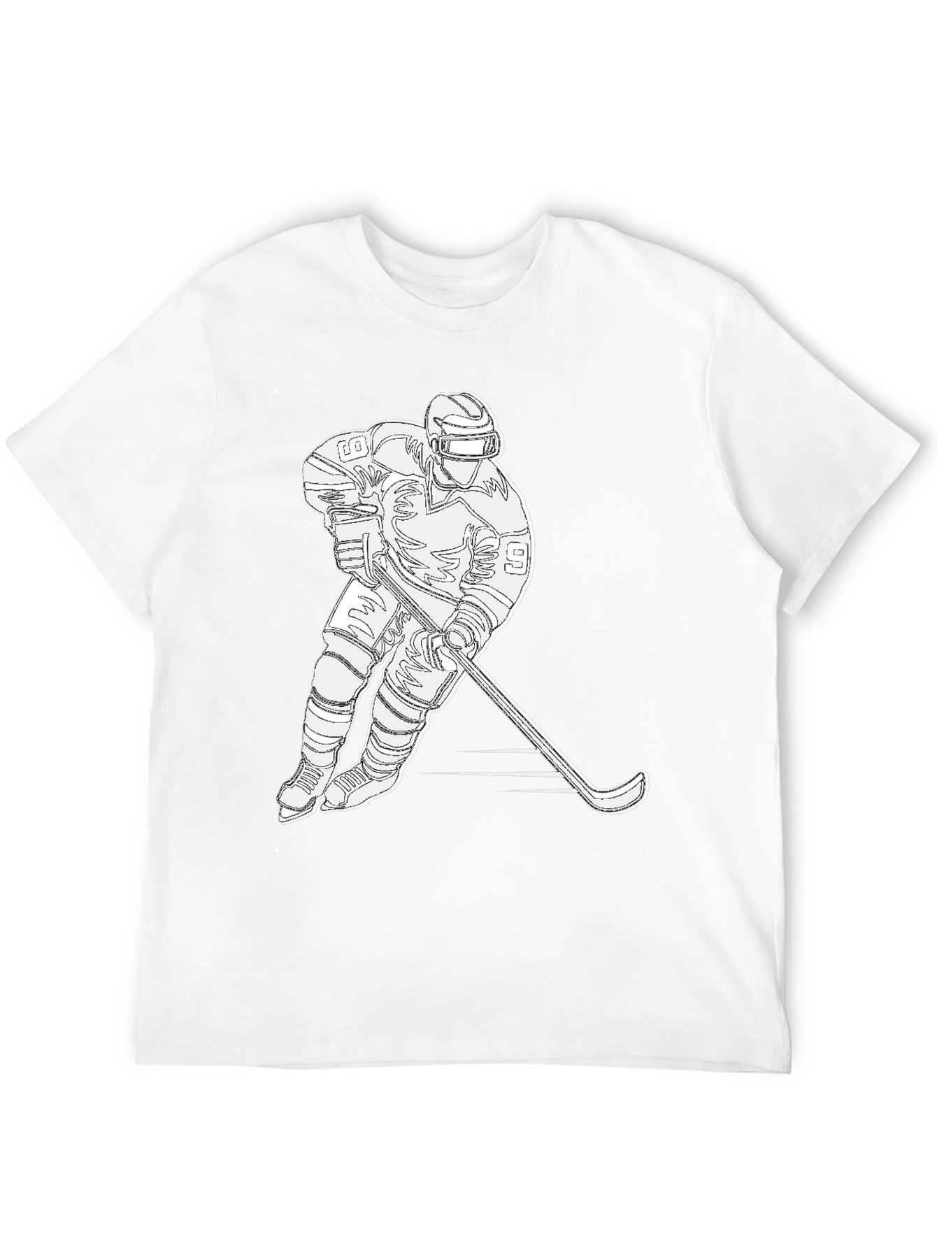 Hockey Player Graphic T-Shirt - Black