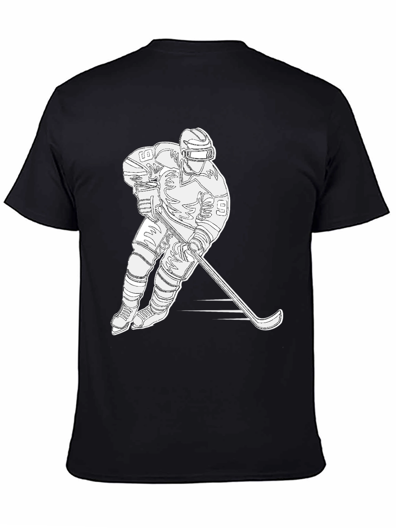 Hockey Player Graphic T-Shirt - Black