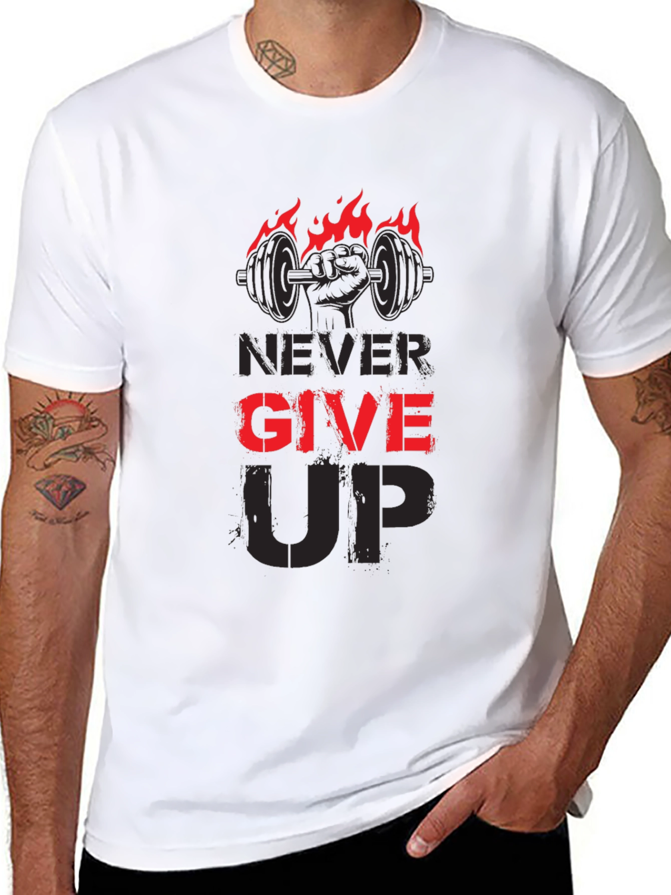 Never Give Up Gym T-Shirt - Fitness Motivation