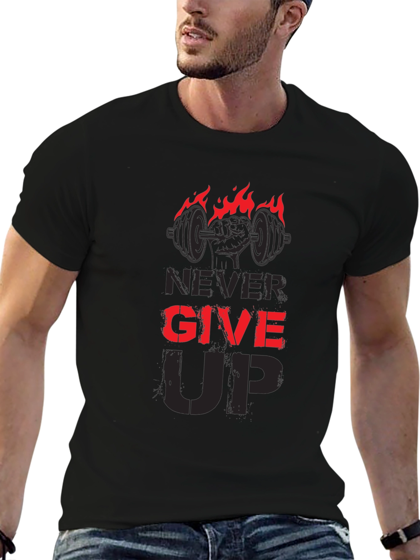 Never Give Up Gym T-Shirt - Fitness Motivation