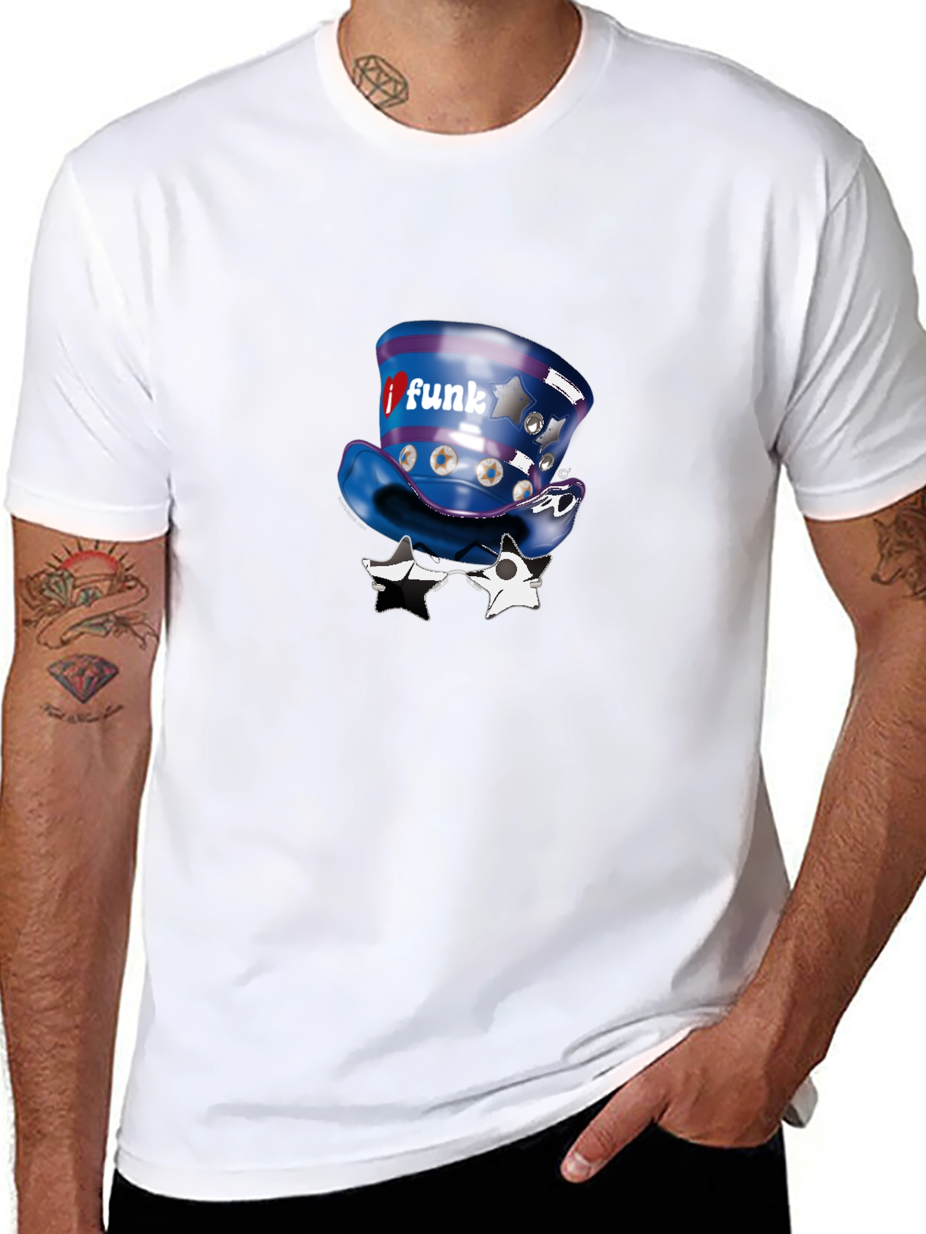 Funky Hat & Glasses Black Graphic Tee