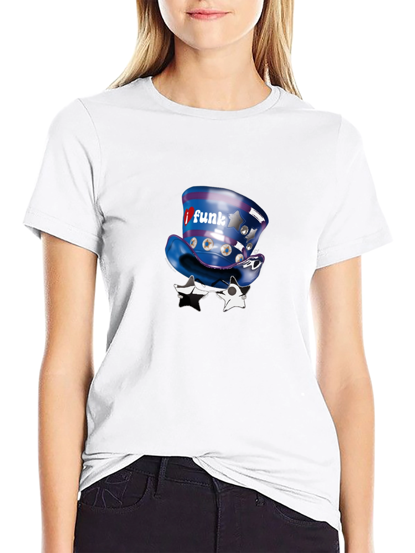 Funky Hat & Glasses Black Graphic Tee