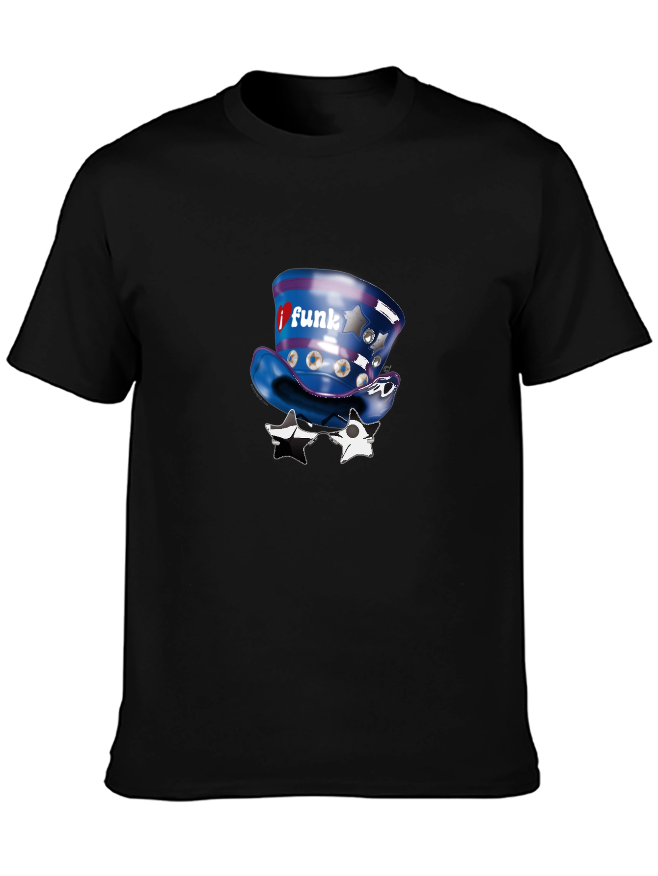 Funky Hat & Glasses Black Graphic Tee