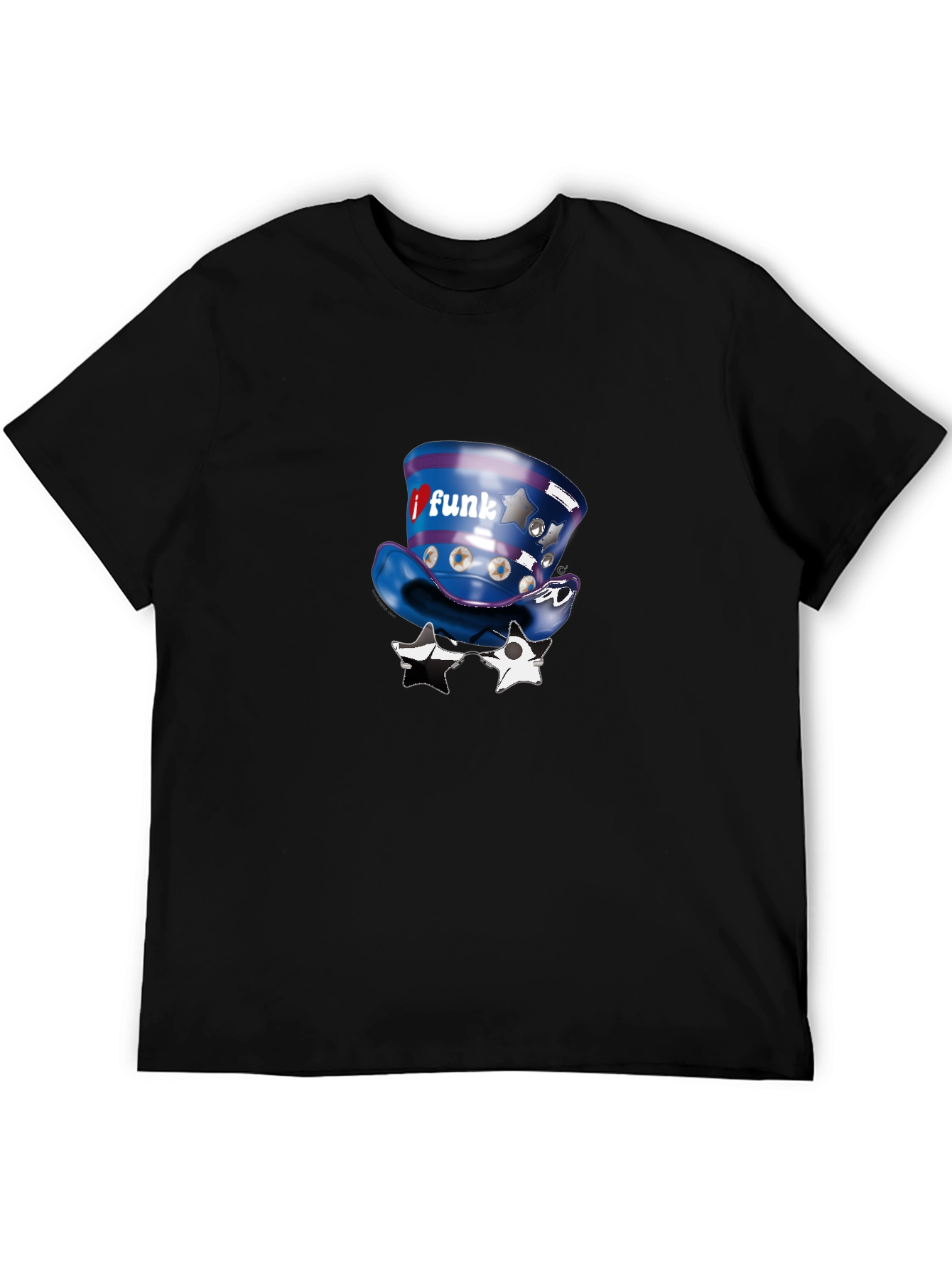 Funky Hat & Glasses Black Graphic Tee
