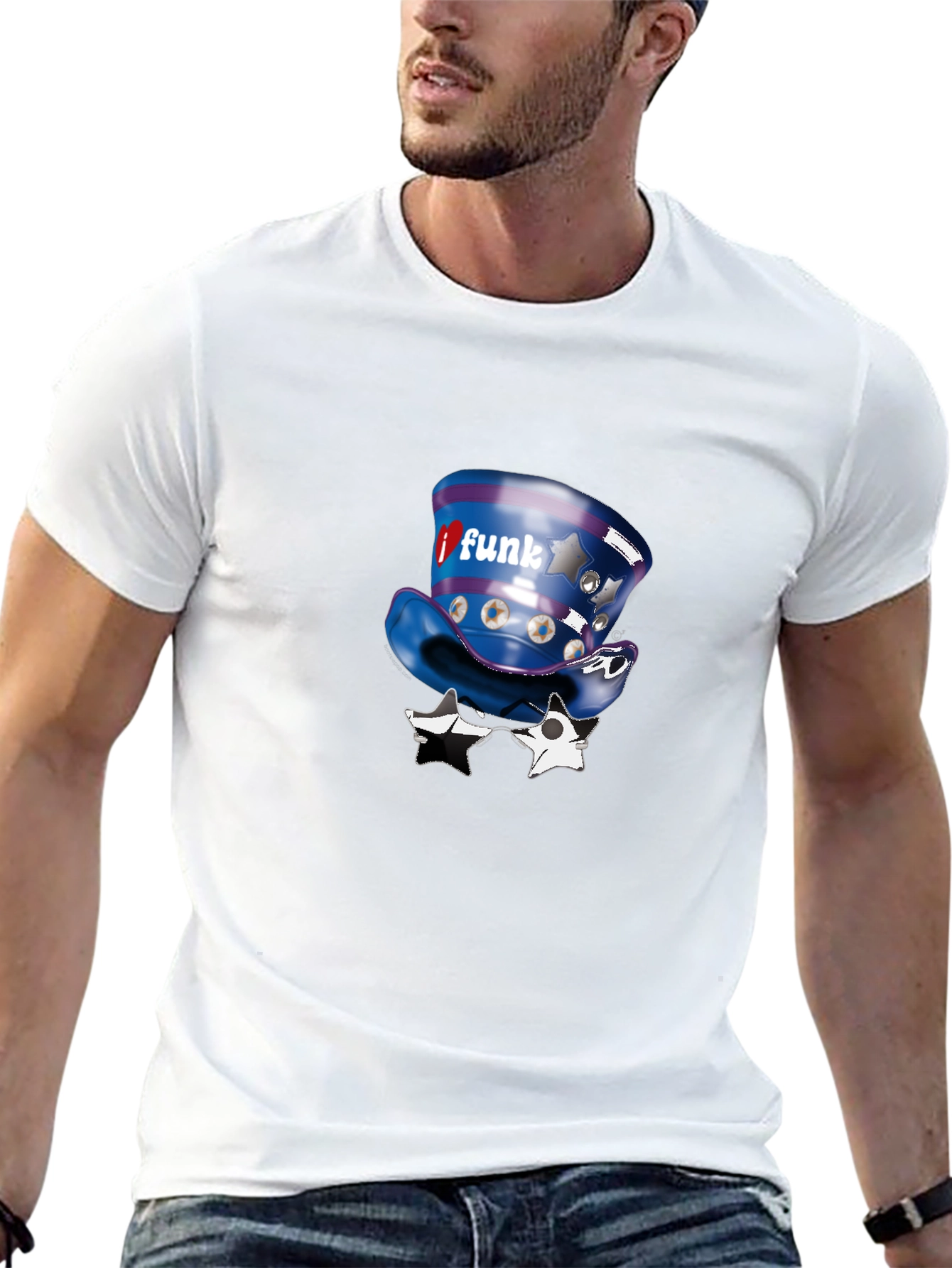 Funky Hat & Glasses Black Graphic Tee