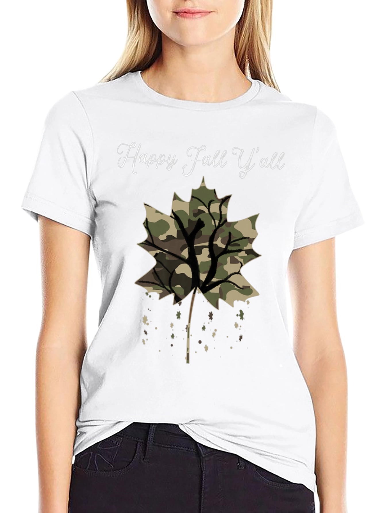 Happy Fall Yall Camo Leaf T-Shirt