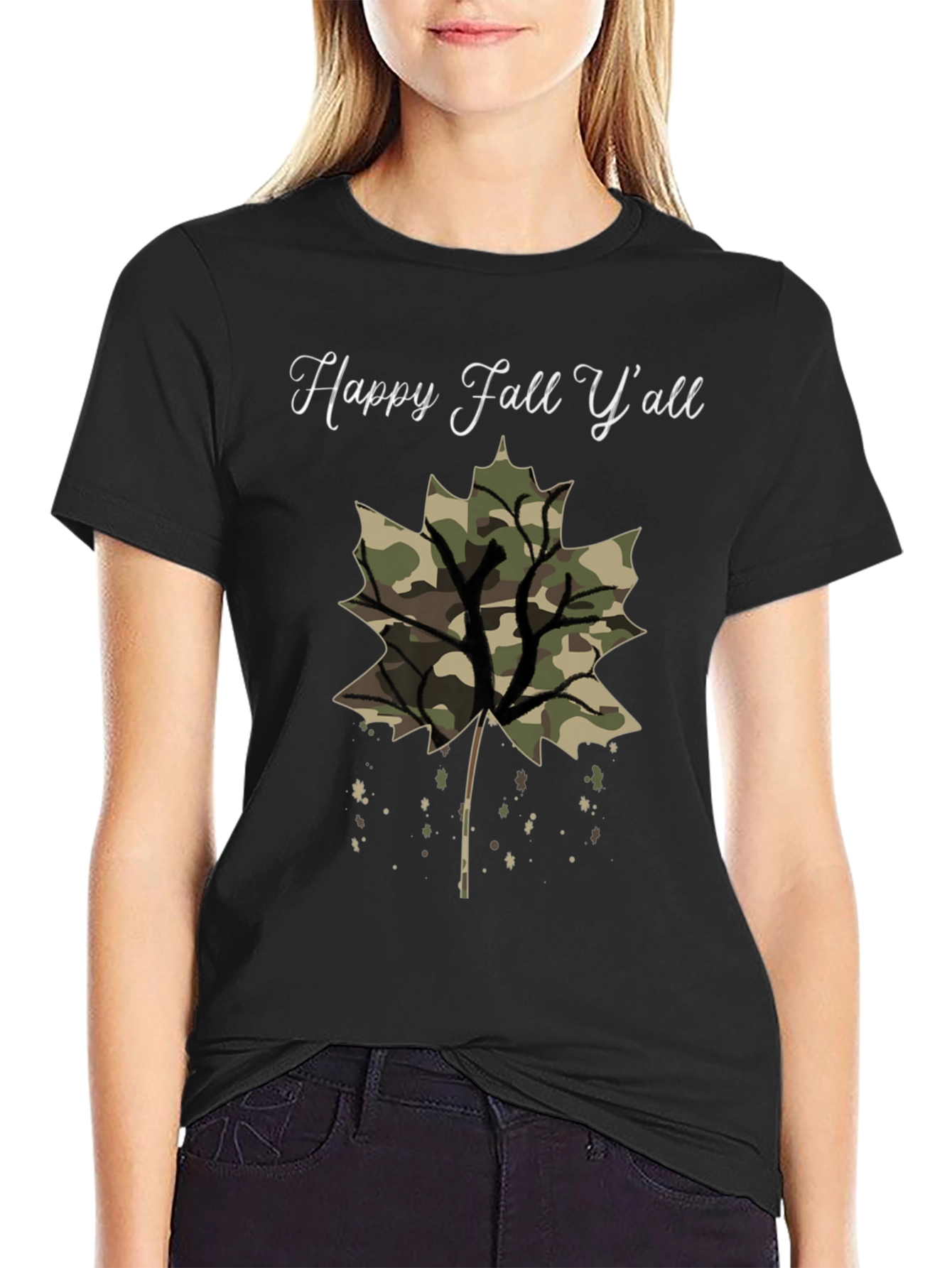 Happy Fall Yall Camo Leaf T-Shirt