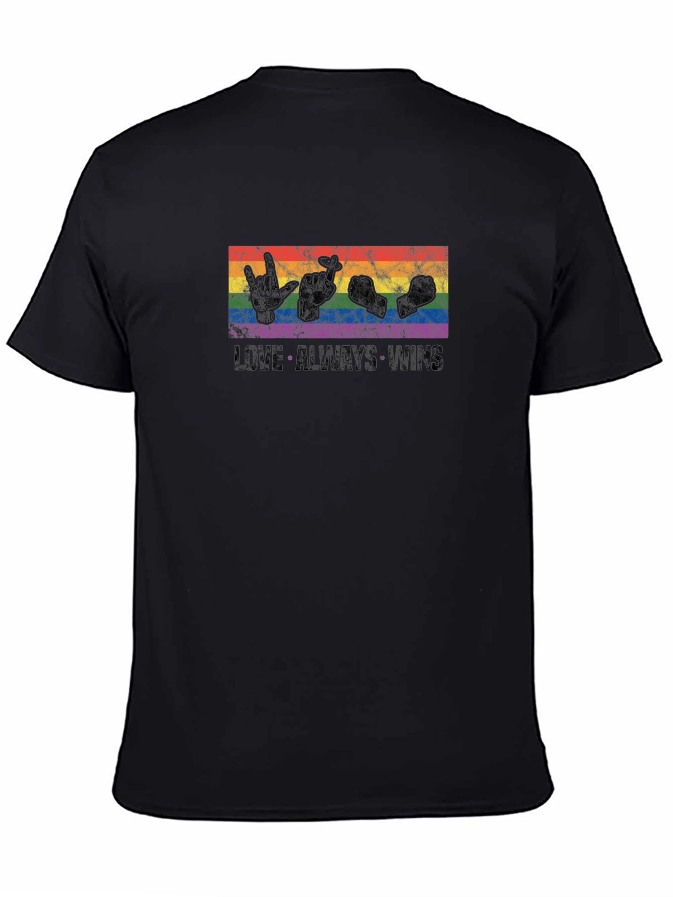 Love Wins T-Shirt LGBT Pride Sign Language Black Tee