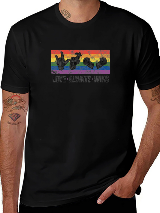 Love Wins T-Shirt LGBT Pride Sign Language Black Tee