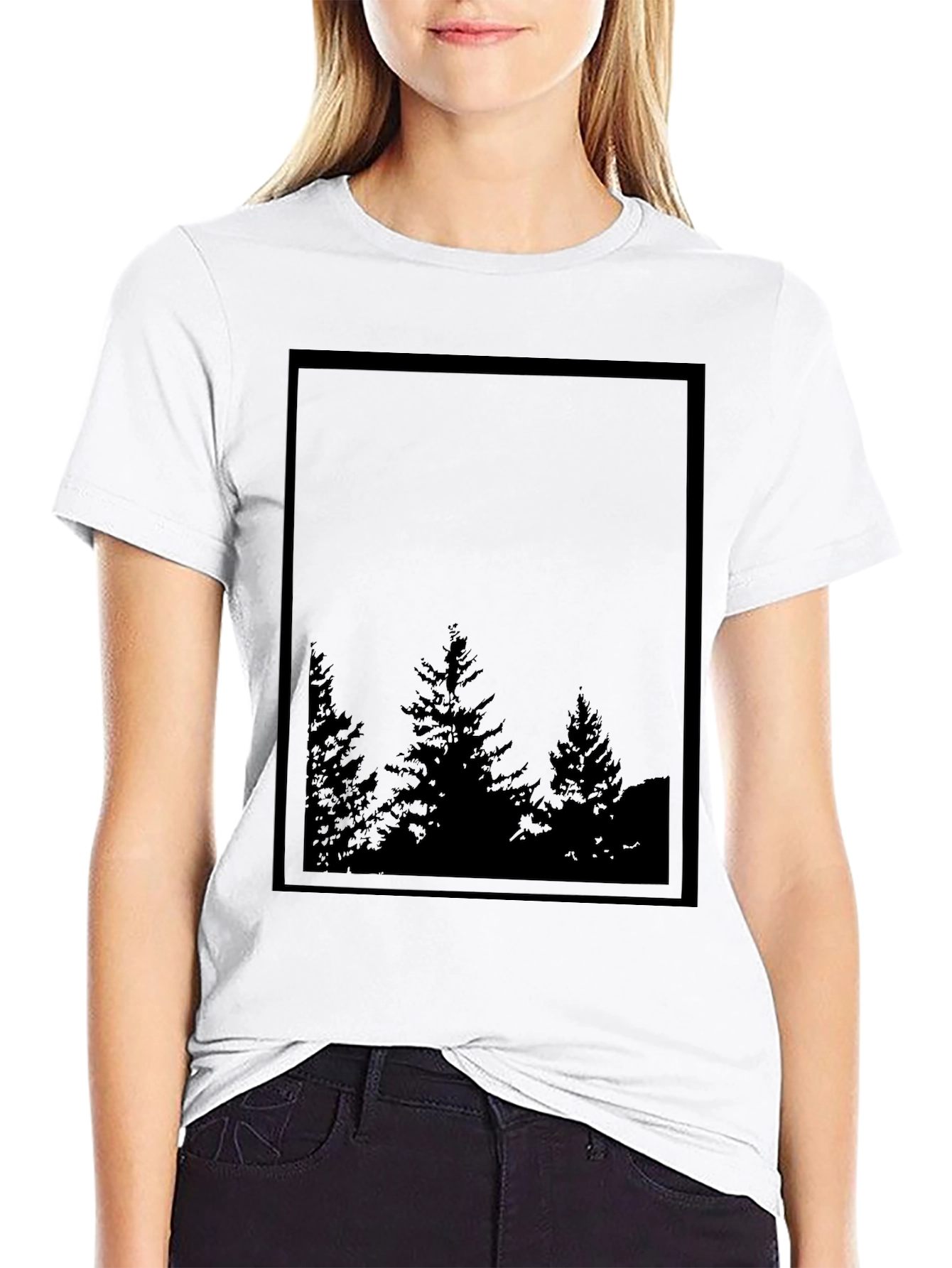 Modern Tree Silhouette Graphic T-Shirt