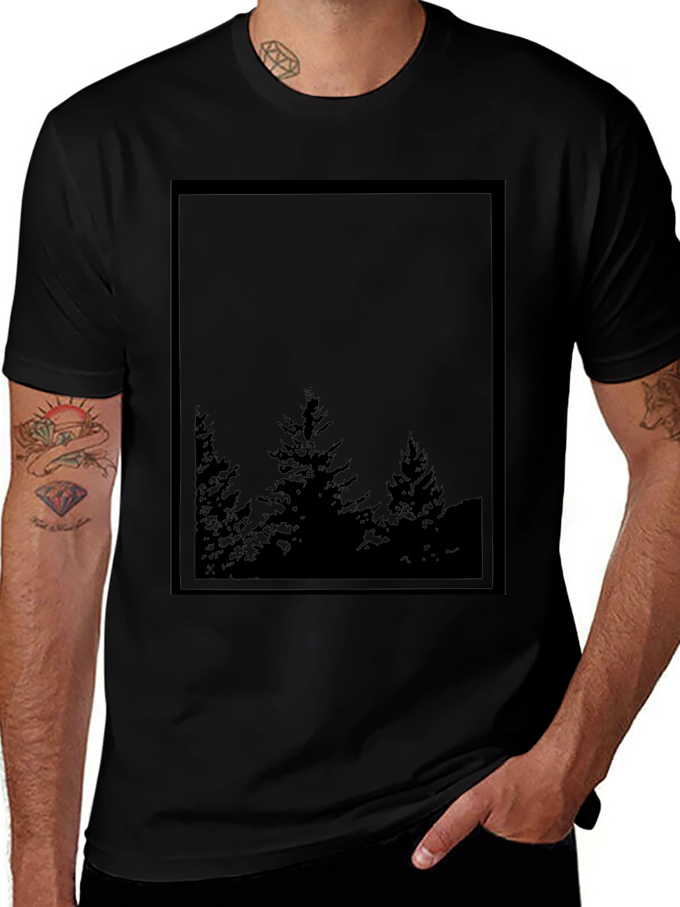 Modern Tree Silhouette Graphic T-Shirt