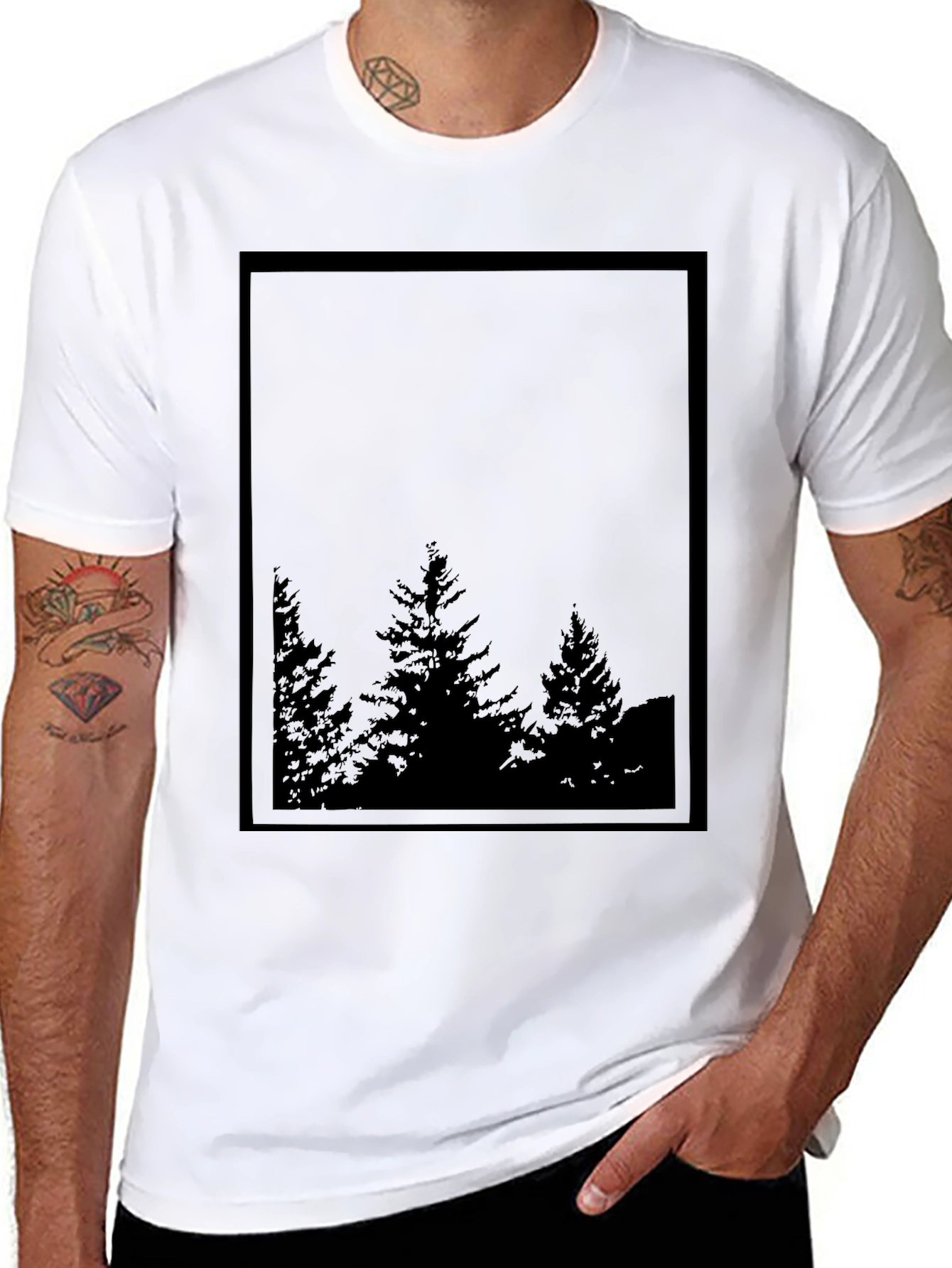 Modern Tree Silhouette Graphic T-Shirt