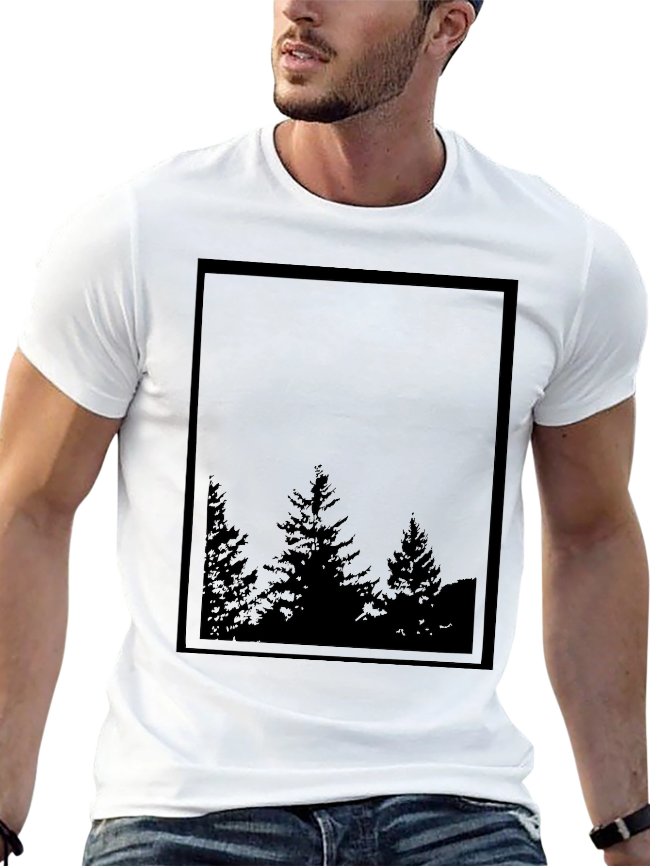 Modern Tree Silhouette Graphic T-Shirt