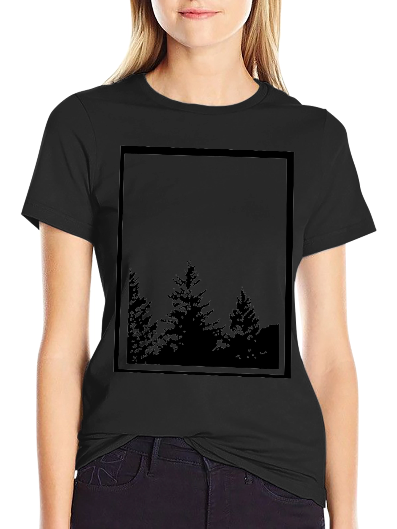 Modern Tree Silhouette Graphic T-Shirt
