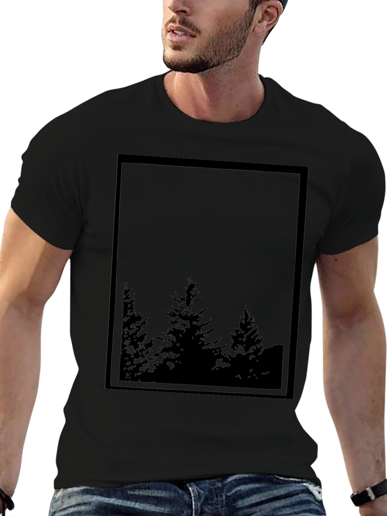 Modern Tree Silhouette Graphic T-Shirt