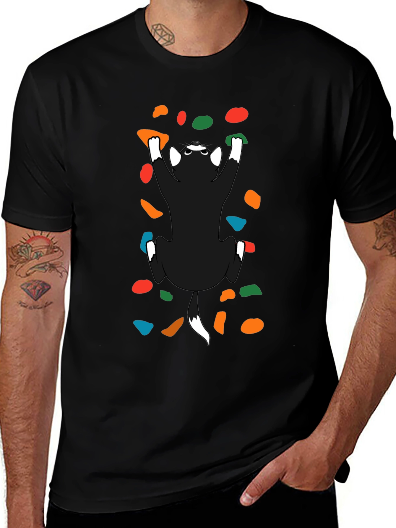 Climbing Cat T-Shirt - Novelty Rock Climbing Kitten Tee