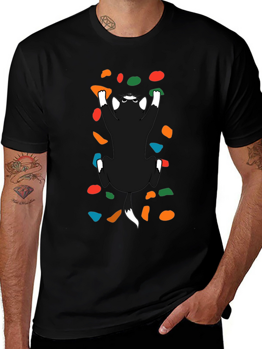 Climbing Cat T-Shirt - Novelty Rock Climbing Kitten Tee
