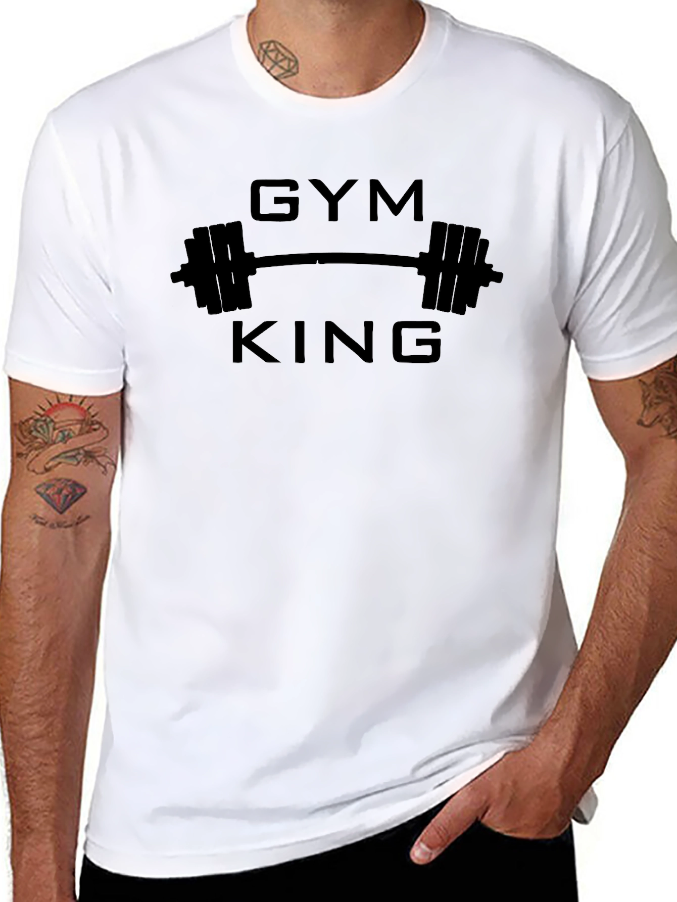 Gym King Black T-Shirt - Weightlifting Design