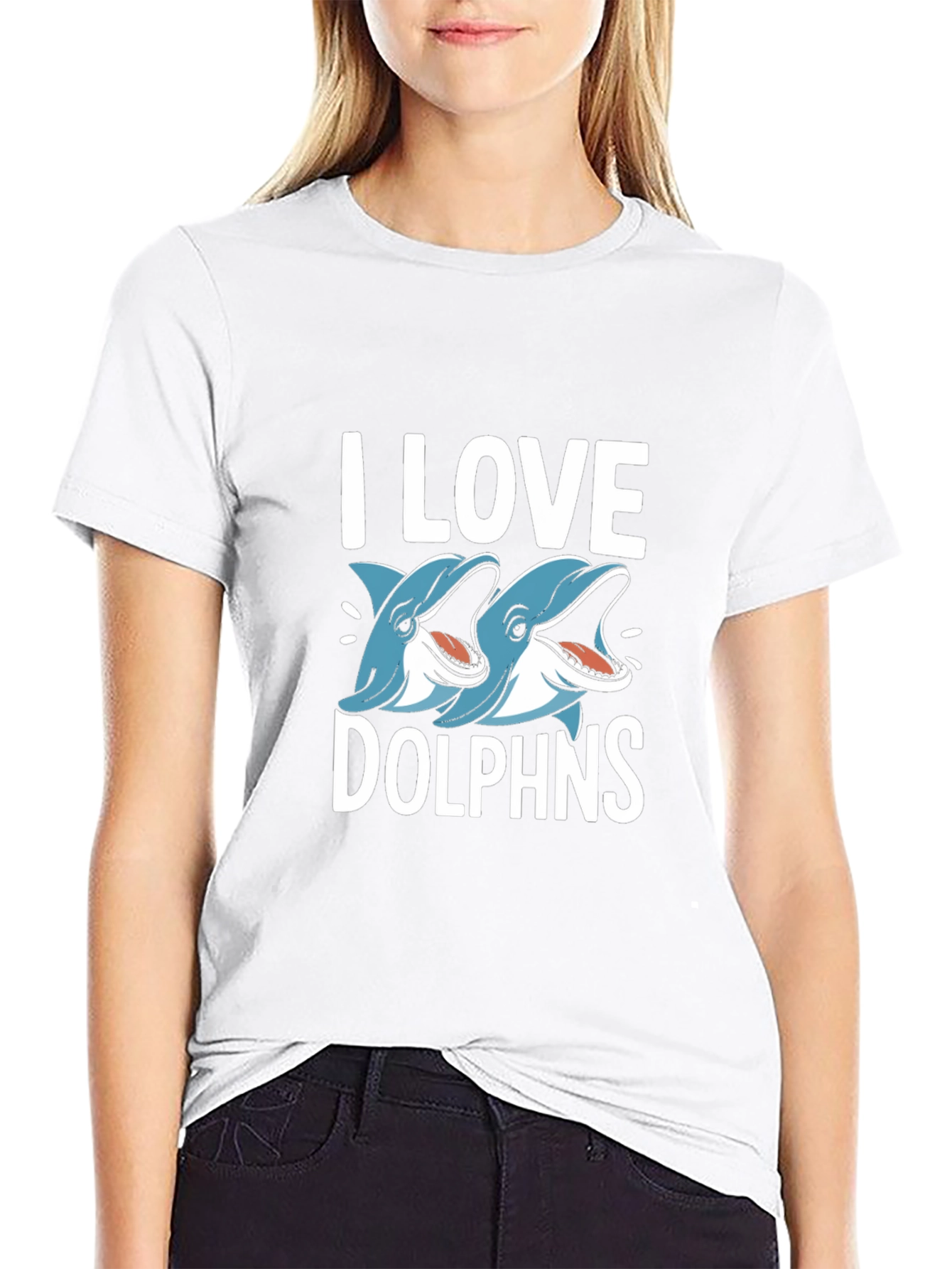 I Love Dolphins Black Graphic Tee