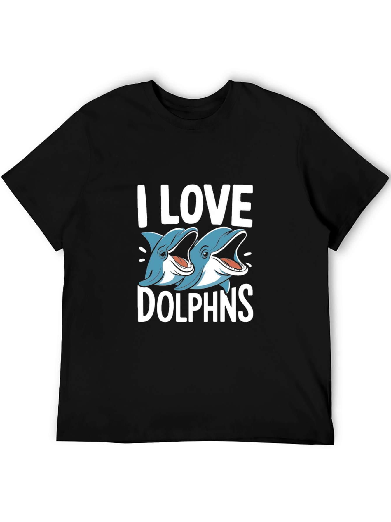 I Love Dolphins Black Graphic Tee