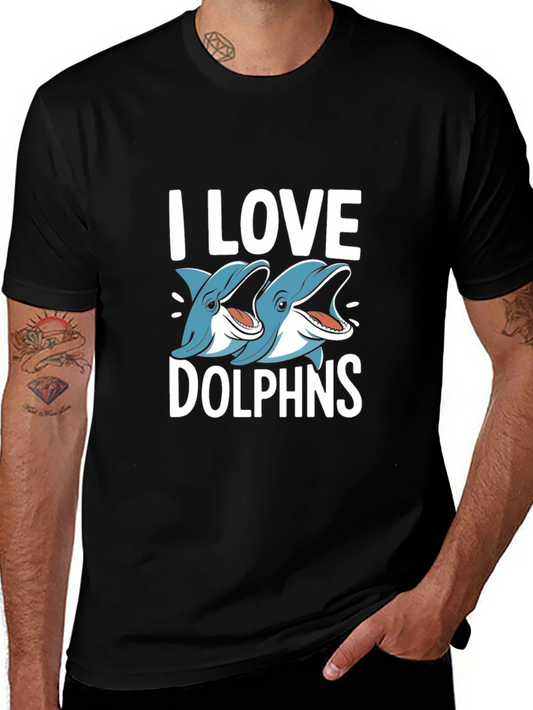 I Love Dolphins Black Graphic Tee