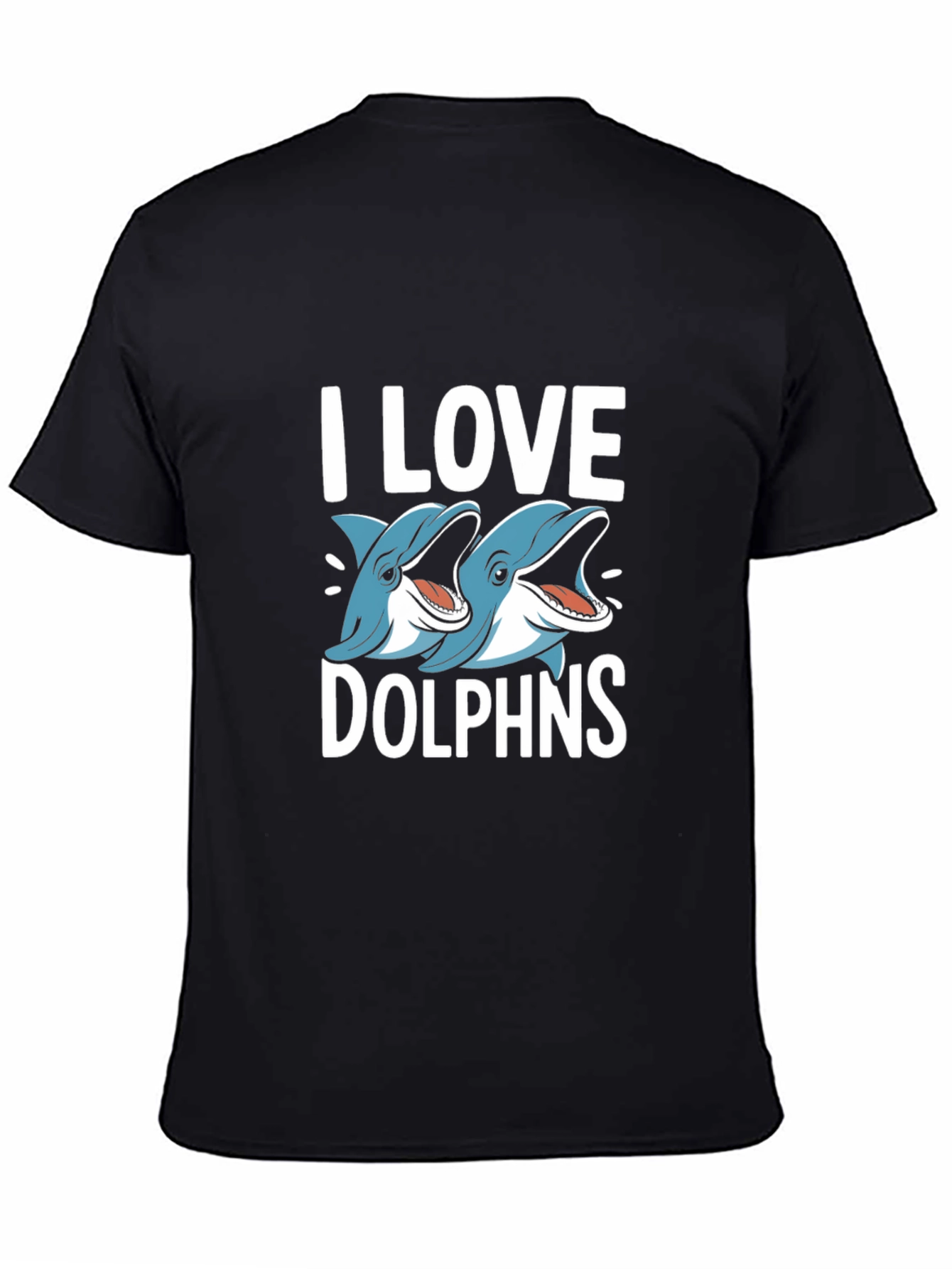 I Love Dolphins Black Graphic Tee