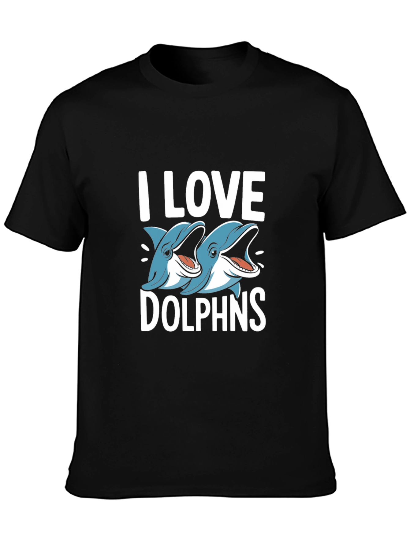I Love Dolphins Black Graphic Tee