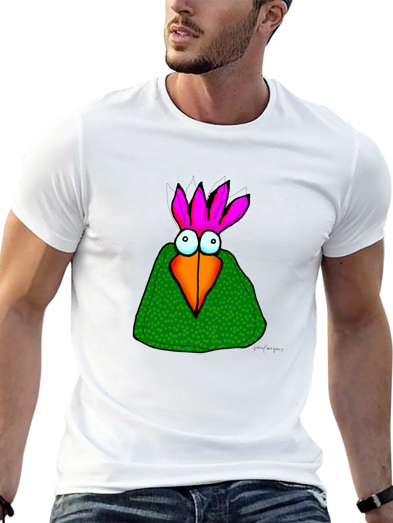 Cartoon Bird Graphic Tee - Unisex Black T-Shirt
