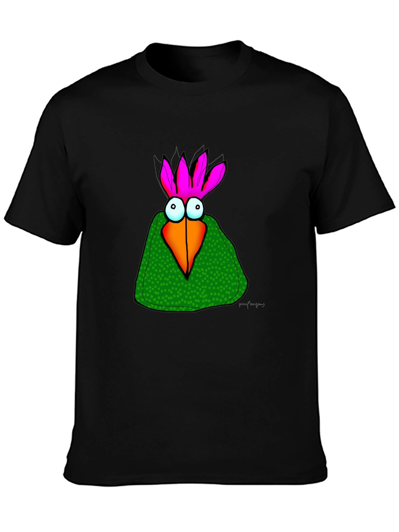 Cartoon Bird Graphic Tee - Unisex Black T-Shirt