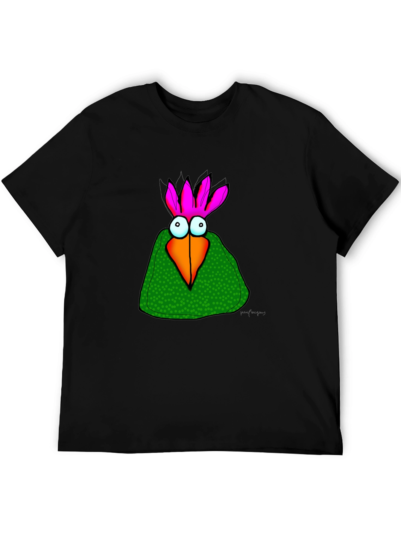 Cartoon Bird Graphic Tee - Unisex Black T-Shirt