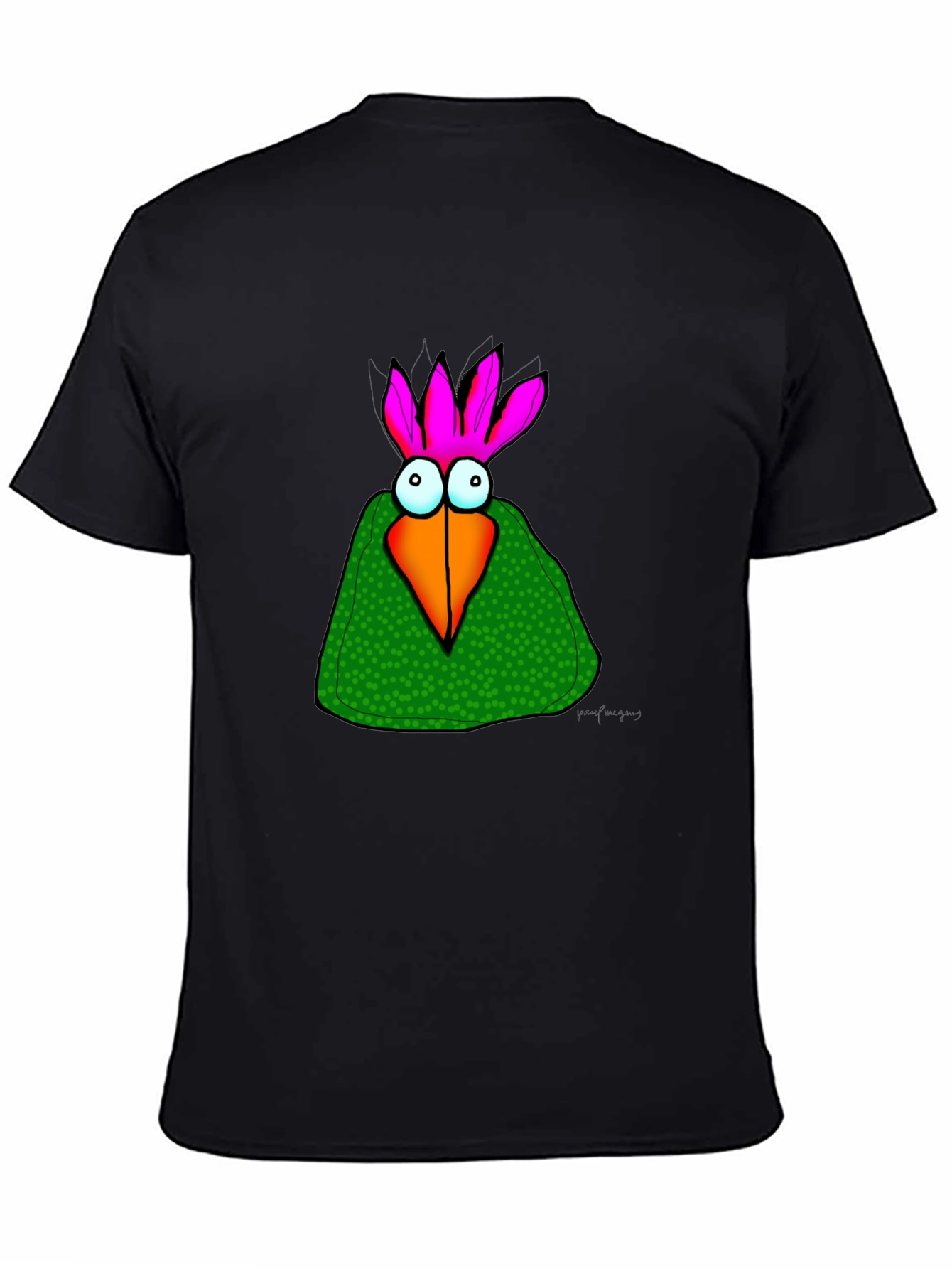Cartoon Bird Graphic Tee - Unisex Black T-Shirt