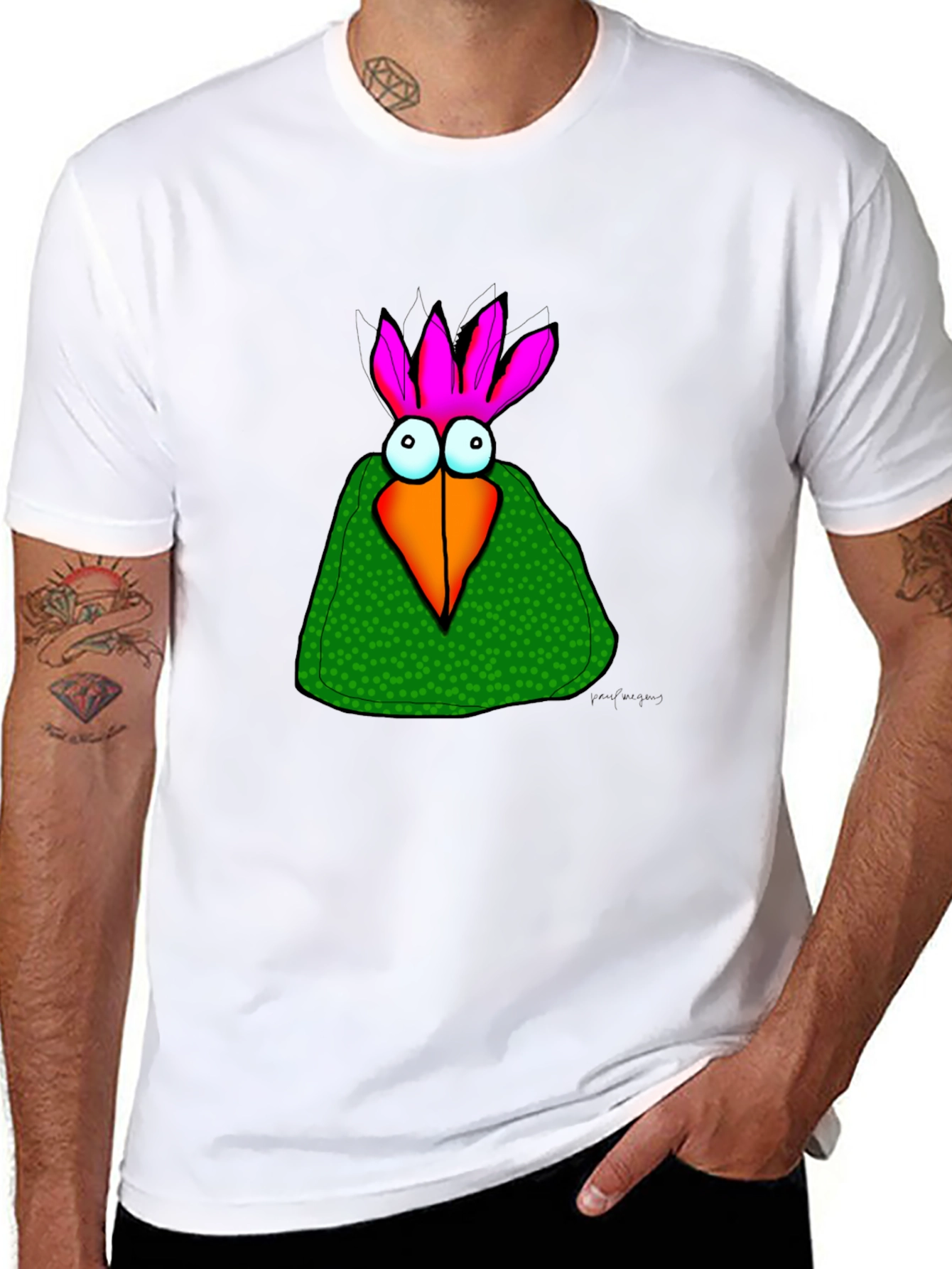 Cartoon Bird Graphic Tee - Unisex Black T-Shirt