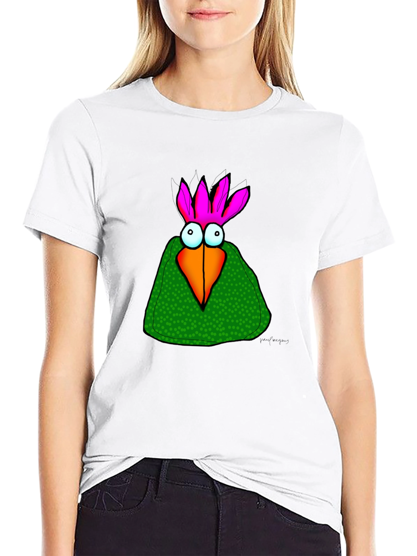 Cartoon Bird Graphic Tee - Unisex Black T-Shirt